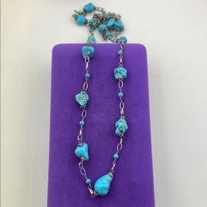 💛 HDNY Silver Tone Turquoise Coloured Stone Necklace